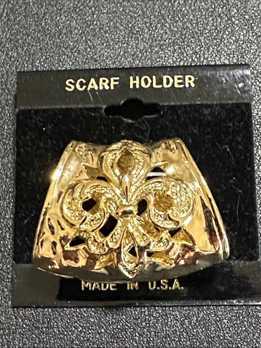 Fleur De Lis New Gold Tone Scarf Holder